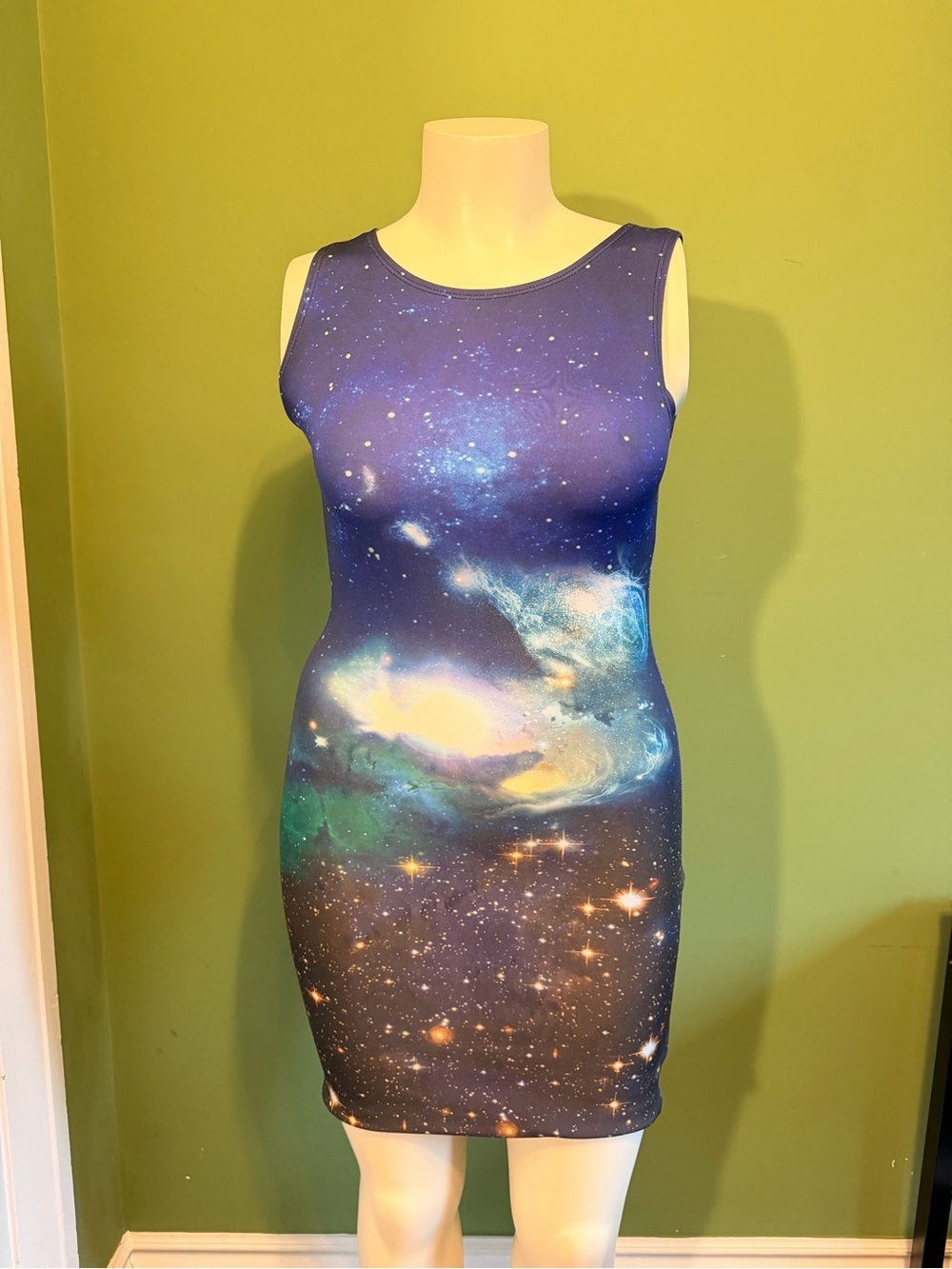 Galaxy Print Bodycon Dress - Blue s/M
